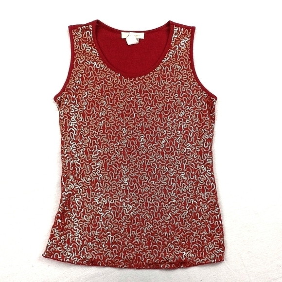 Janeric Red Tank Top with Gold Sequins - Picture 1 of 4
